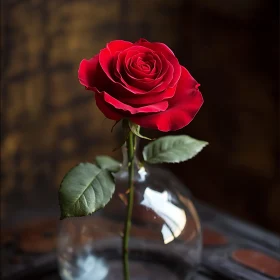 Vivid Red Rose in Vase