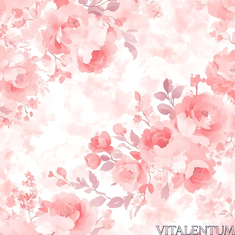 Soft Pink Blossom Pattern AI Image