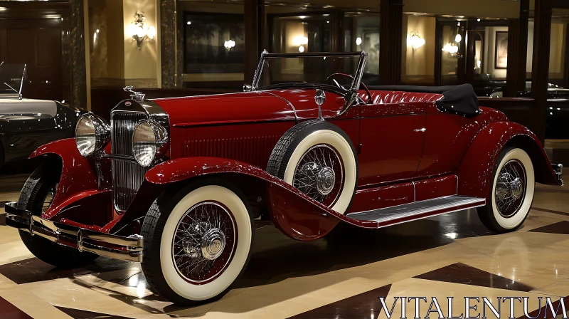 Classic Red Convertible in Luxurious Setting AI Image