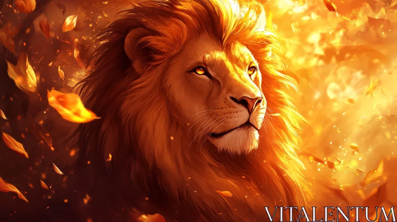 Regal Lion with Glowing Mane AI Image