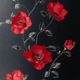 Detailed Red Flowers with Silver Leaves