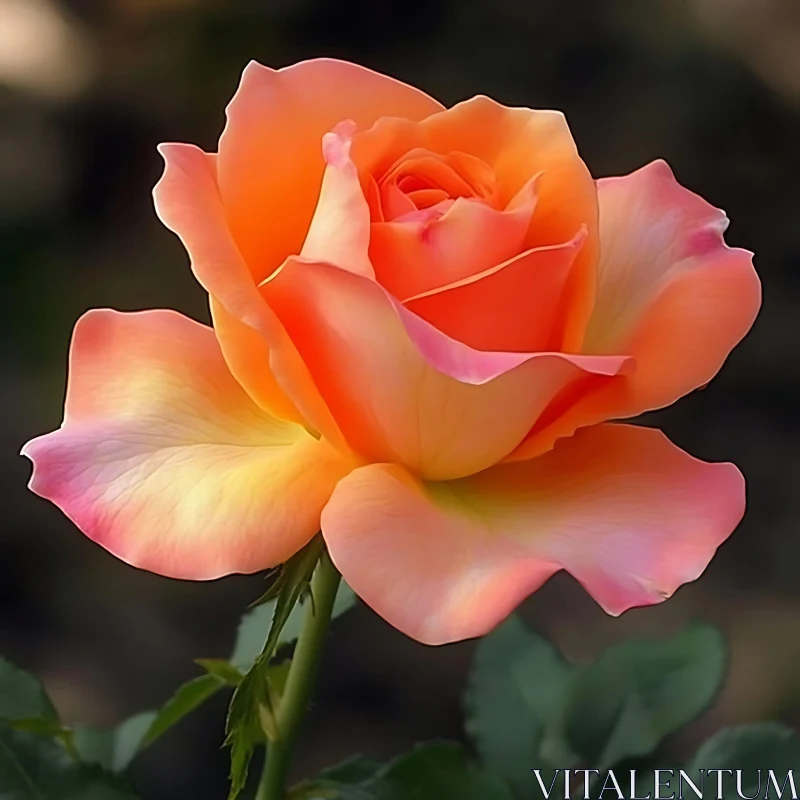 Vibrant Orange Rose in Full Bloom AI Image