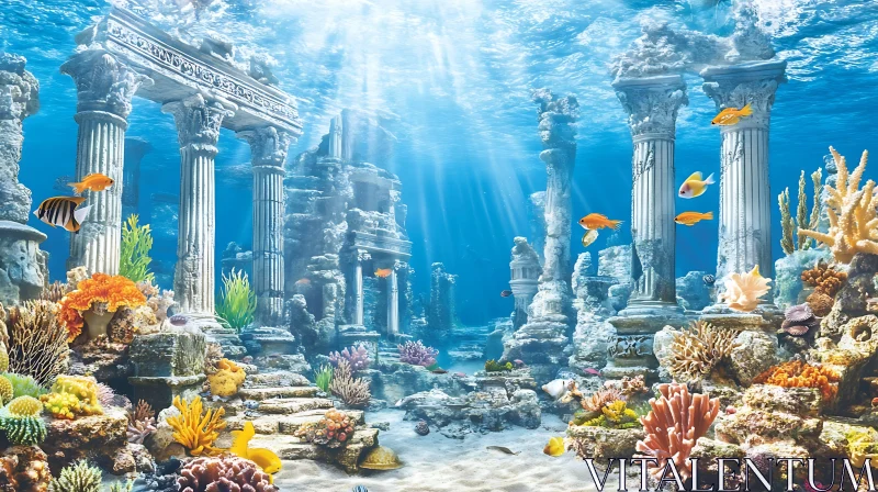 Submerged Architectural Marvels in the Ocean AI Image