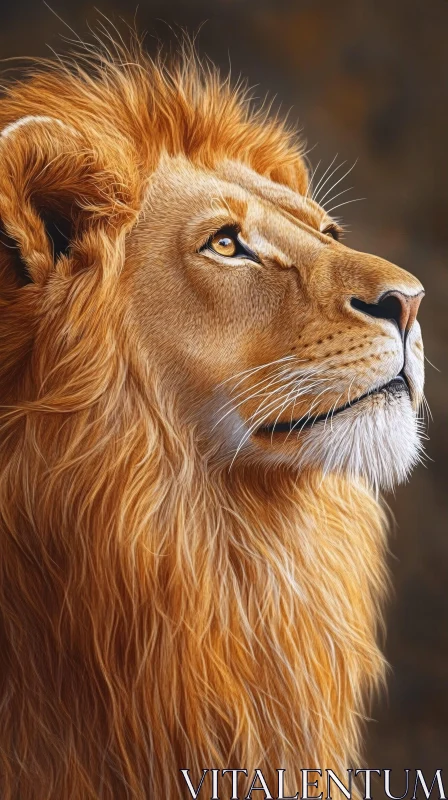 Regal Lion Gazing into Distance AI Image