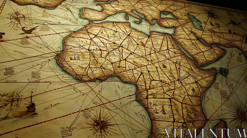 Antique Cartography of Africa and Europe AI Image