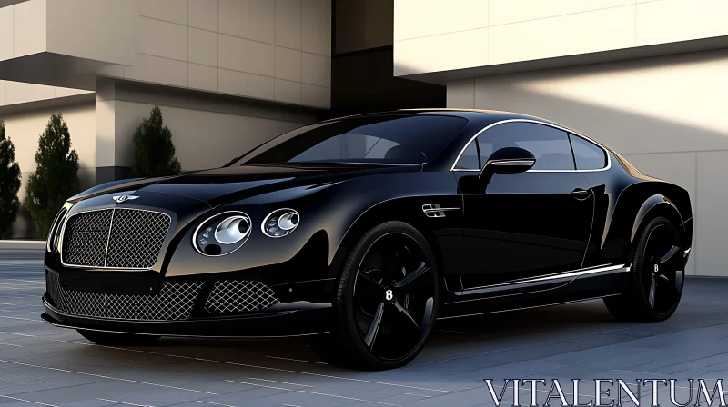 Contemporary Black Luxury Car on Urban Street AI Image