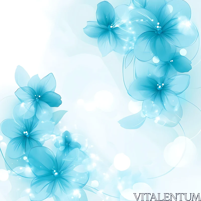 AI ART Ethereal Blue Blossoms