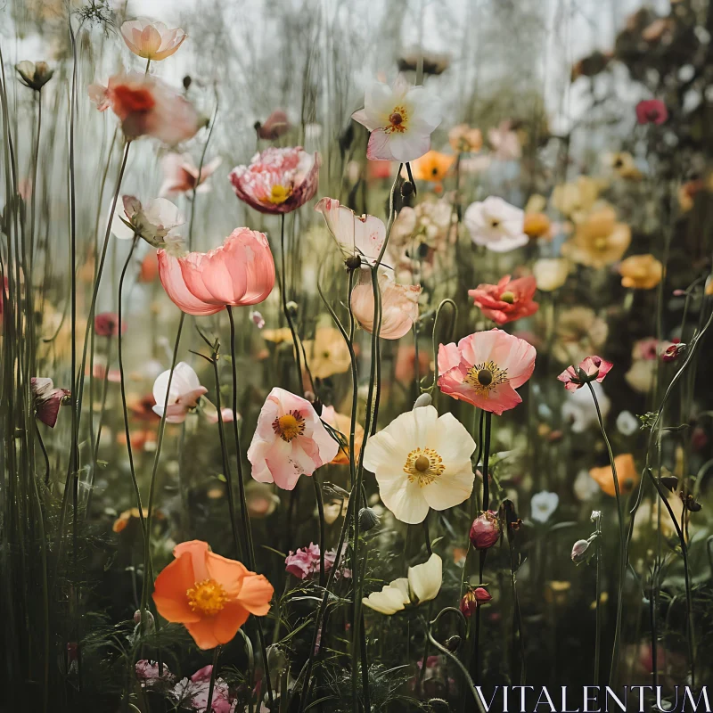 Vivid Floral Garden of Poppies