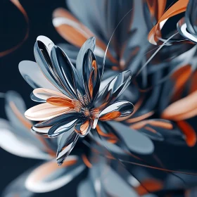 Modern Abstract Flower with Metallic Petals
