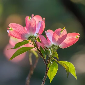 Graceful Pink Dogwood Blossom Close-Up