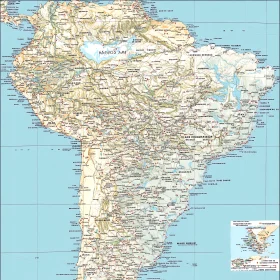 South American Countries and Geography Map