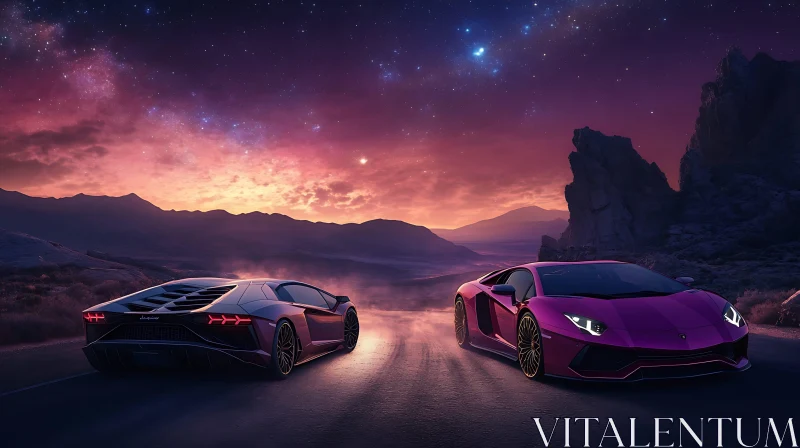 Luxury Supercars at Sunset