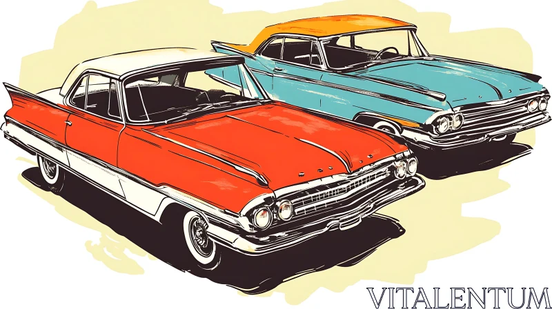 Vintage Car Illustration: 1950s Style Vintage Car Illustration: 1950s Style