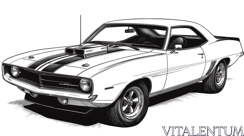 Vintage Muscle Car Drawing