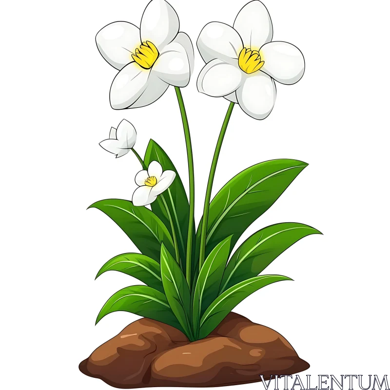 White Blooms in Green Foliage