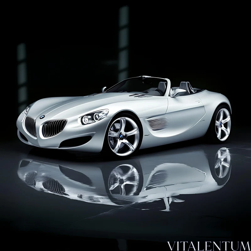 Elegant Silver Sports Convertible Reflection Elegant Silver Sports Convertible Reflection