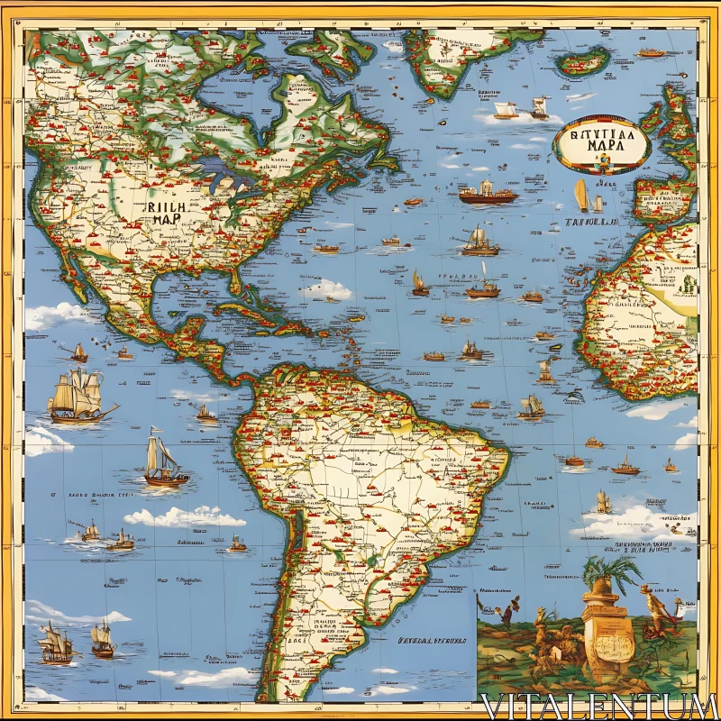 Vintage World Map Drawing with Continental and Oceanic Details Vintage World Map Drawing with Continental and Oceanic Details