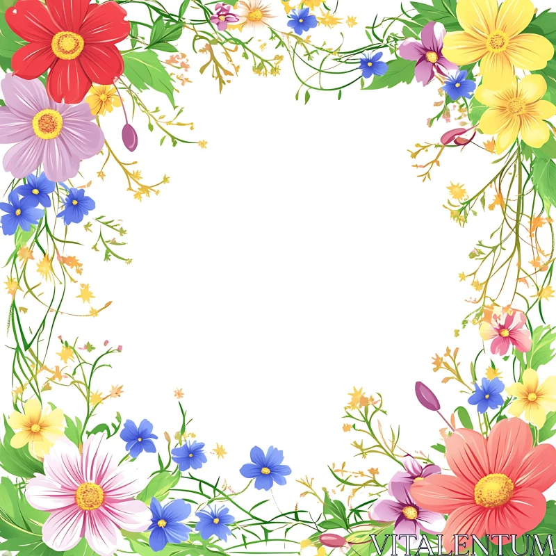 Vibrant Flower Border with Multicolored Blooms AI Image