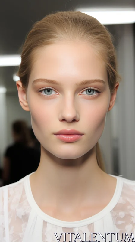 Captivating Model with Blue Eyes and Hair at Fall 2013 - Delicate Washes, Feminine Beauty AI Image