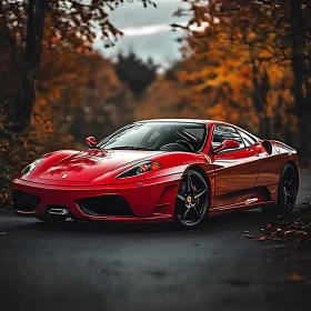 Red Sports Car in Fall