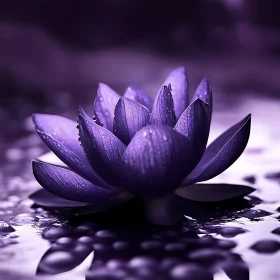 Close-Up of Purple Lotus on a Water Surface