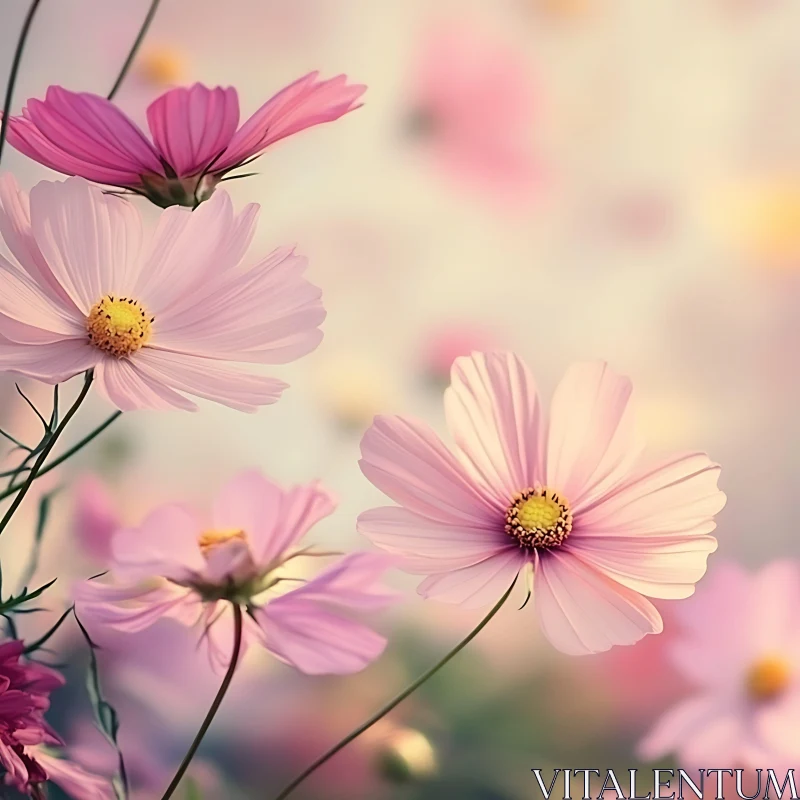 AI ART Pink Cosmos in Bloom