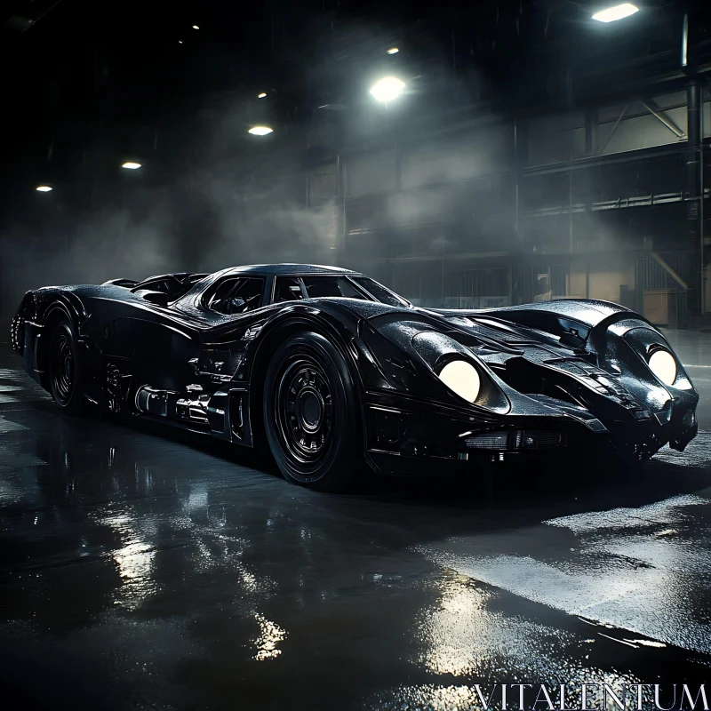 Mysterious Luxury Car in Foggy Night Scene AI Image