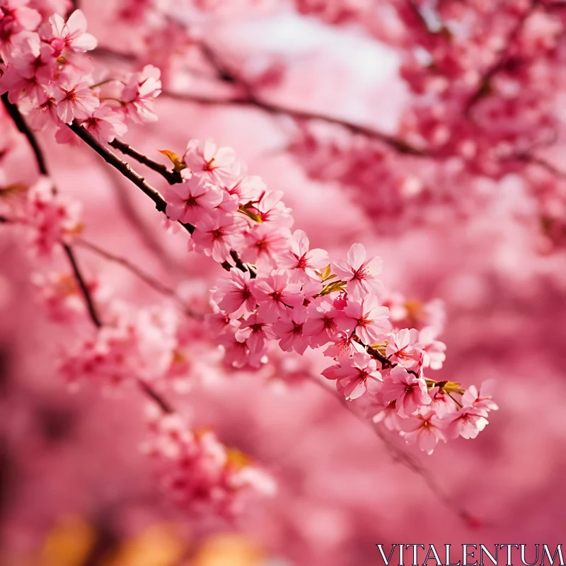 Springtime Pink Cherry Blossoms AI Image