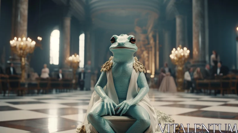 Blue Frog in Royal Palace: A Matte Painting Masterpiece AI Image