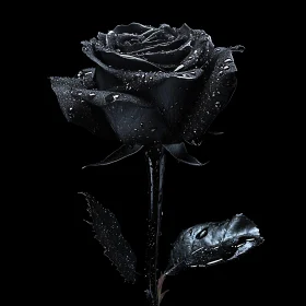 Mysterious Black Rose Enhanced by Water Droplets