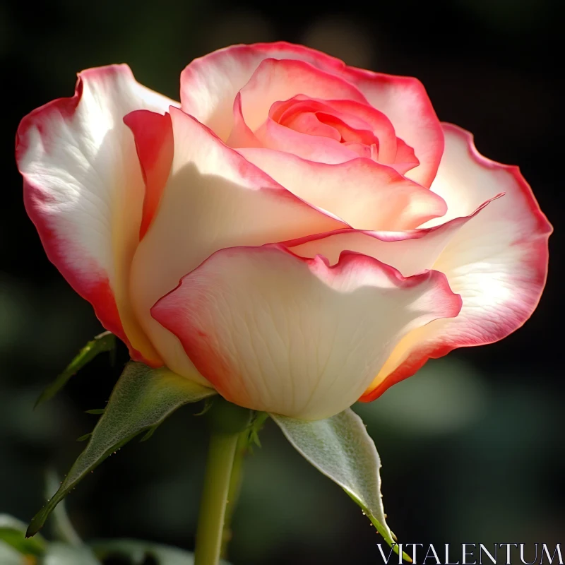 Delicate Pink-Tipped Rose Blossom AI Image