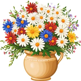 Colorful Daisy Arrangement in Vase