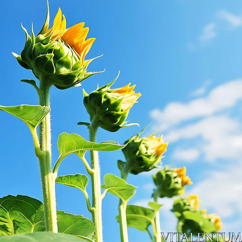 Sunflowers Reaching Towards the Sky AI Image