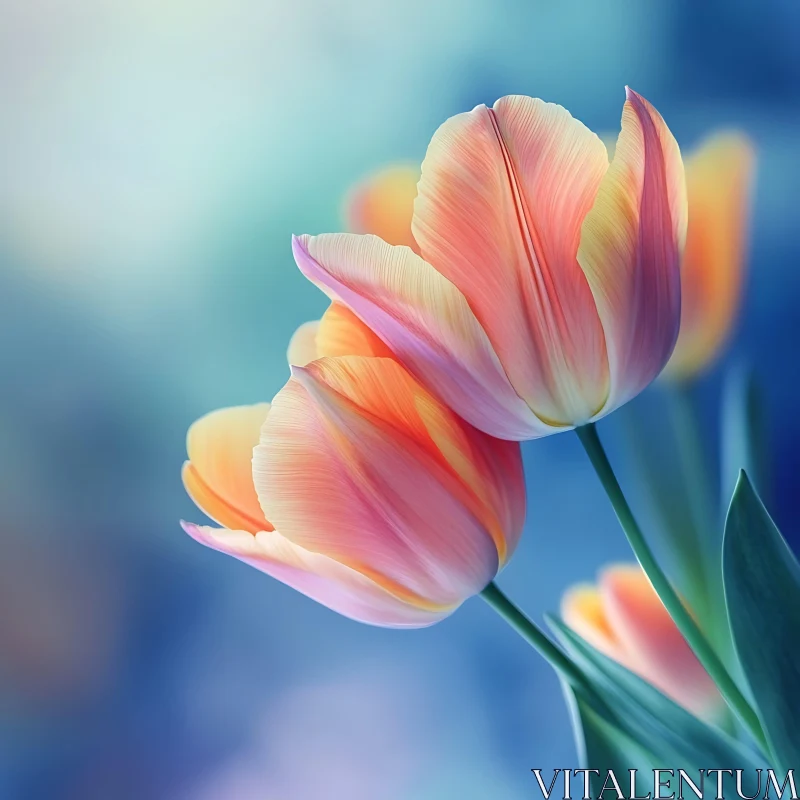 AI ART Close-Up of Colorful Tulip Petals