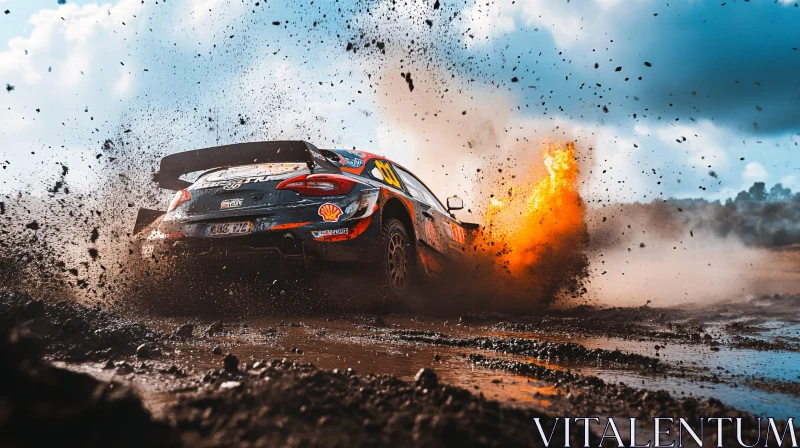 Off-Road Rally Car Kicking up Mud AI Image