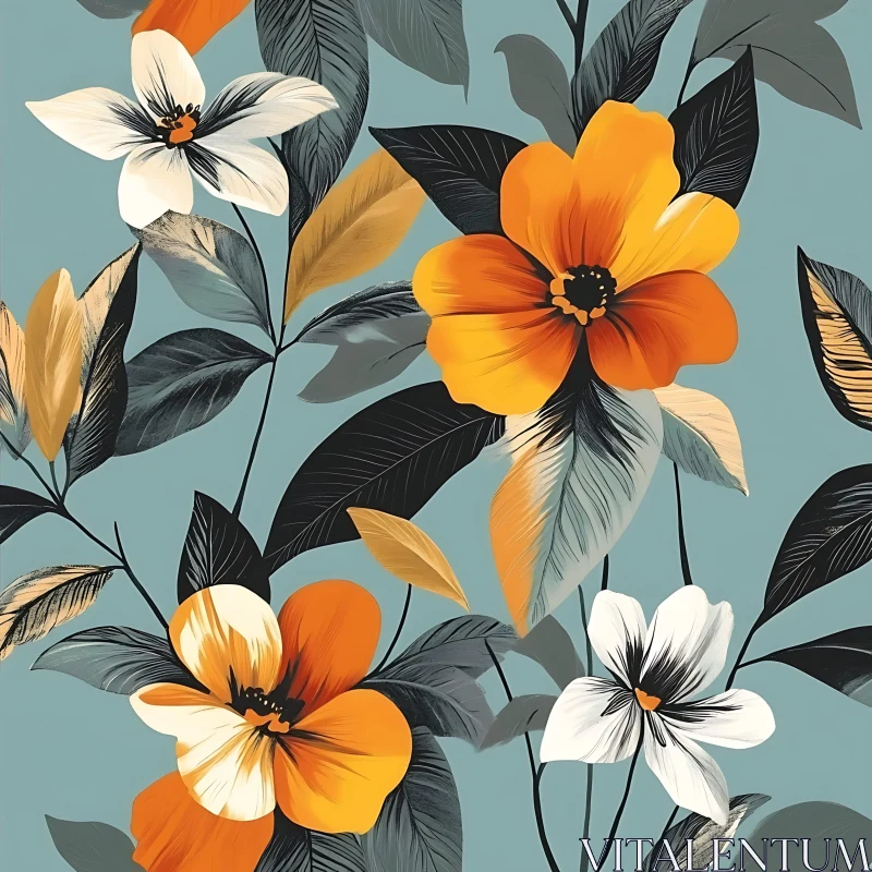 Colorful Botanical Illustration AI Image