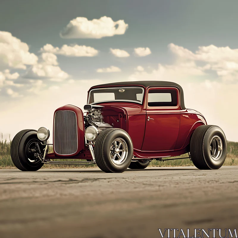 AI ART Retro Hot Rod on Open Road