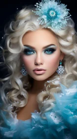 Captivating Portrait of a Girl with White Hair and Blue Eye Makeup