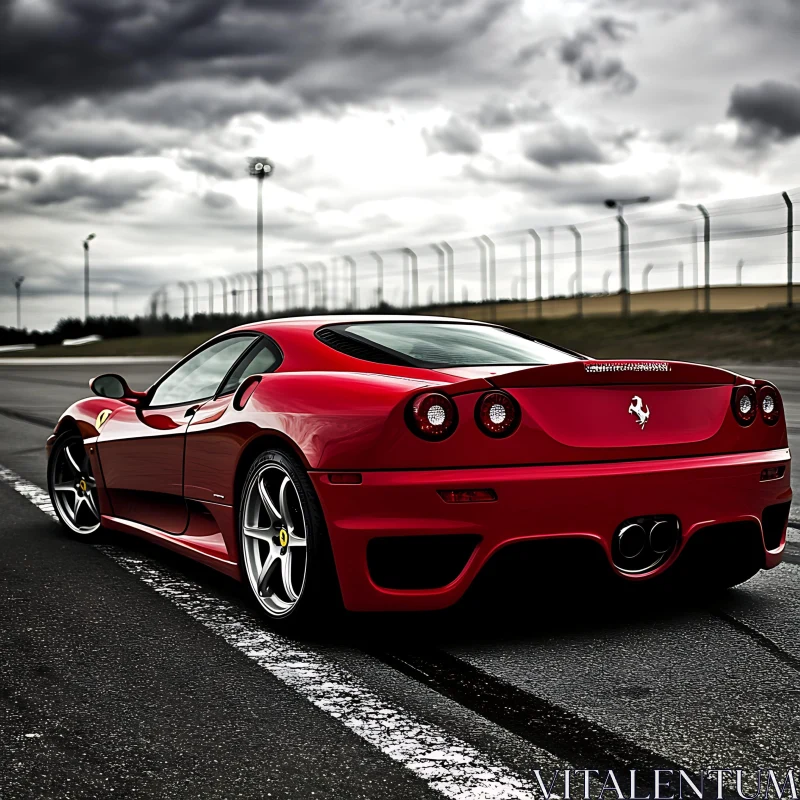 Luxurious Red Car in Action on Track AI Image