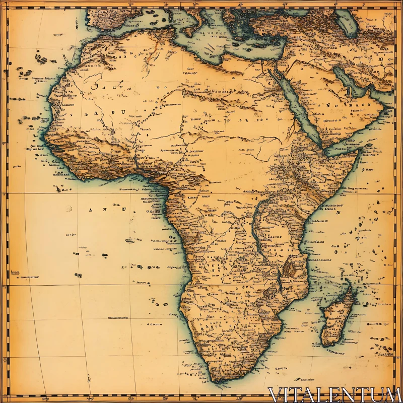 Historic African Continent Cartography AI Image