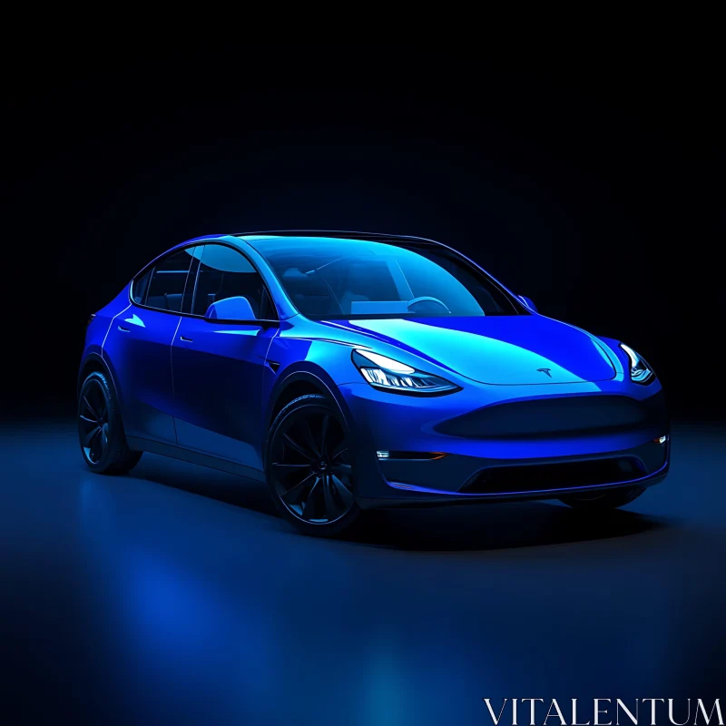 AI ART Stylish Blue Electric Vehicle