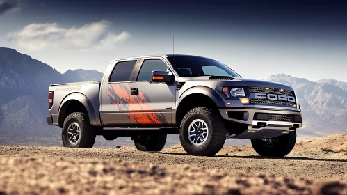 Pickup Truck in Scenic Desert Landscape