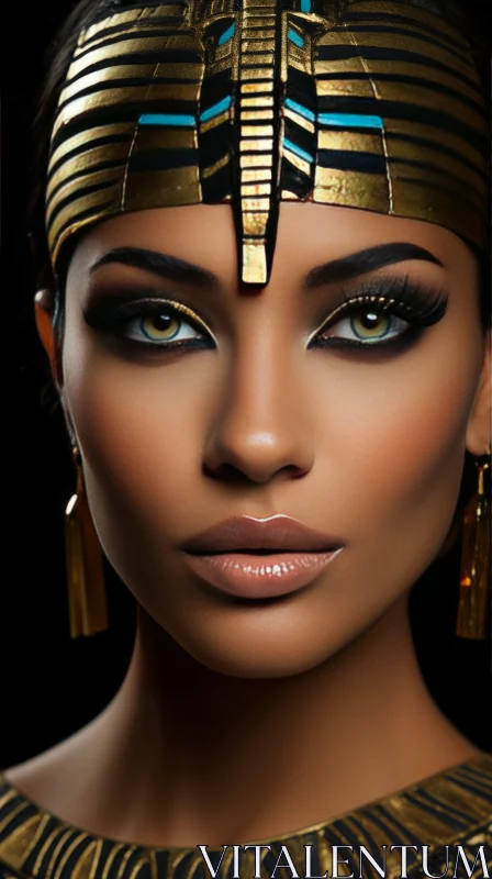 Captivating Egyptian Beauty with Gold Makeup - Photorealistic Art AI Image