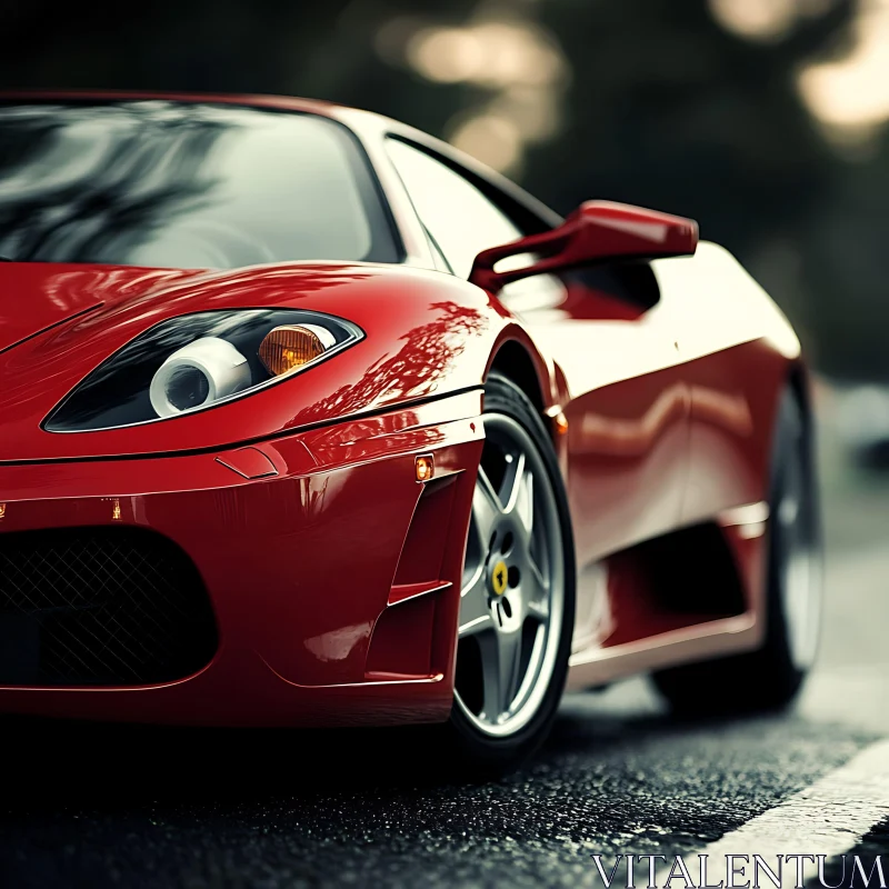 Luxury Red Sports Car Design AI Image