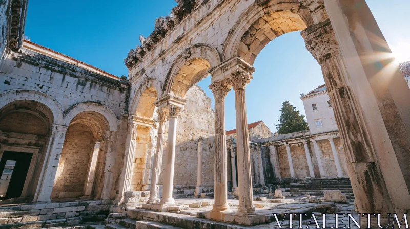 Historic Stone Architecture with Arches and Columns AI Image