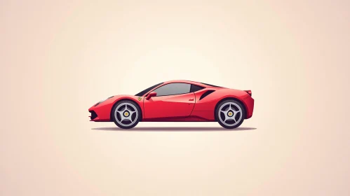 Red Sports Car Side View Art