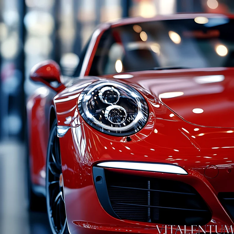 Luxurious Red Sports Car with Intricate Design Details AI Image