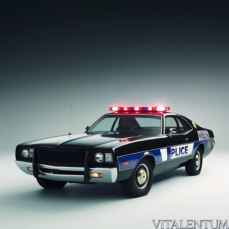 Classic Patrol Car with Flashing Lights AI Image