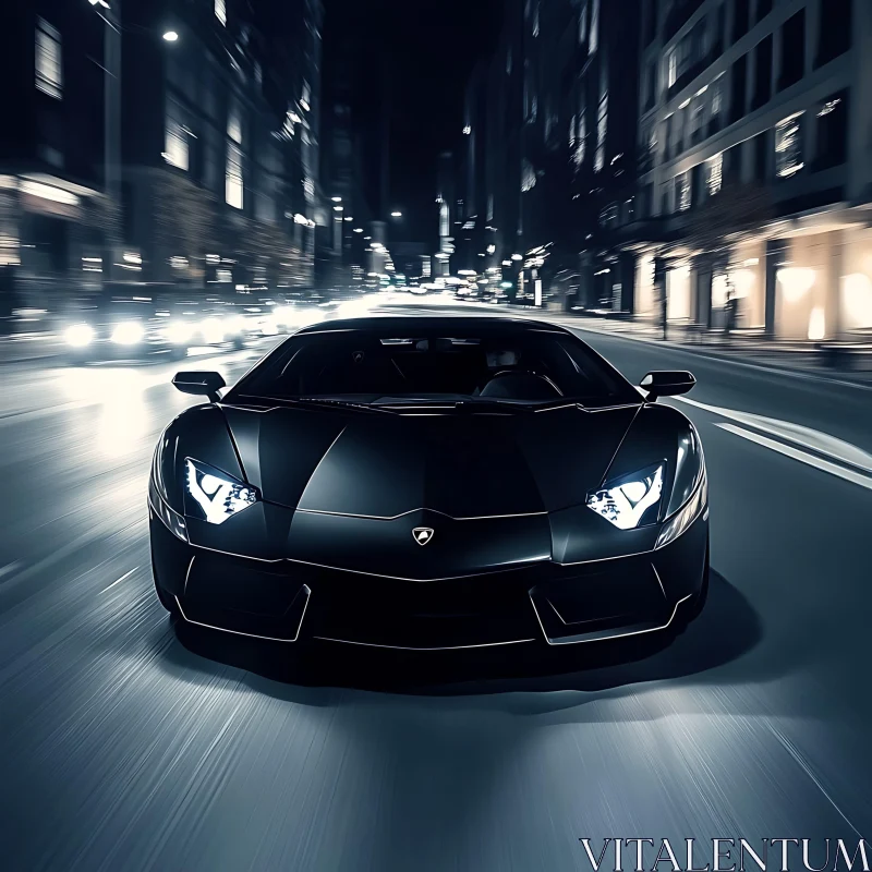 AI ART Elegant Black Car in Urban Nightscape