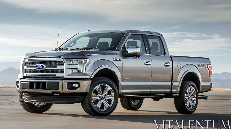 Silver Ford Pickup Truck on Open Road AI Image